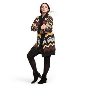 [Missoni for Target] Brown Black Chevron Open Front Cardigan Sweater M *flaw